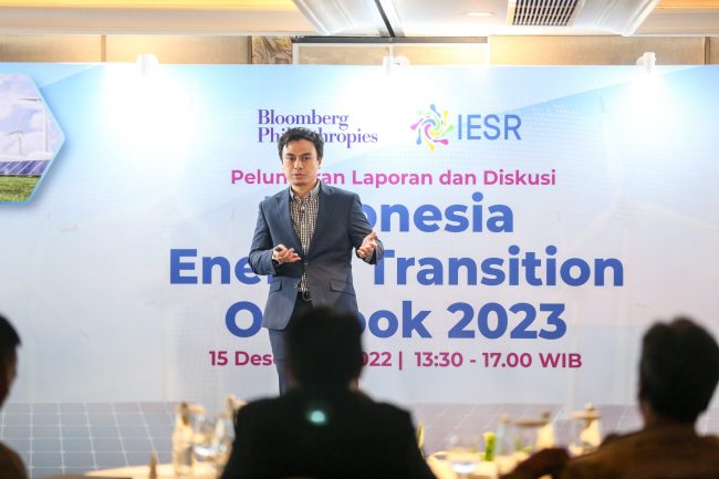 Peneliti Senior IESR, Raden Raditya Yudha Wiranegara di peluncuran laporan Indonesia Energy Transition Outlook 2023