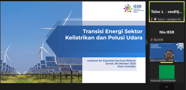 Manajer Program Transformasi Energi, Institute for Essential Services Reform (IESR), Deon Arinaldo